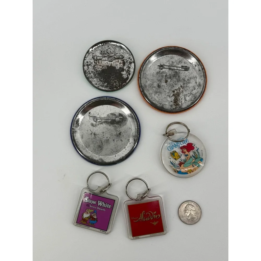 Disney Lot Vintage Pin & Keychain Metal Plastic Multi Sorcerer Mickey 90s